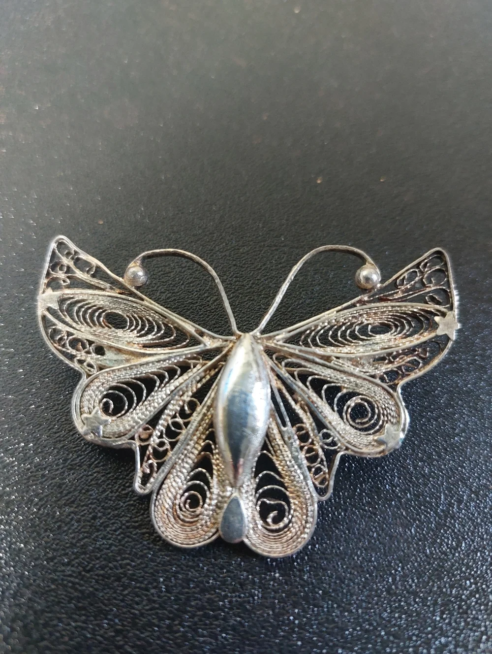 Vintage Spun Silver Filigree Butterfly 2.25